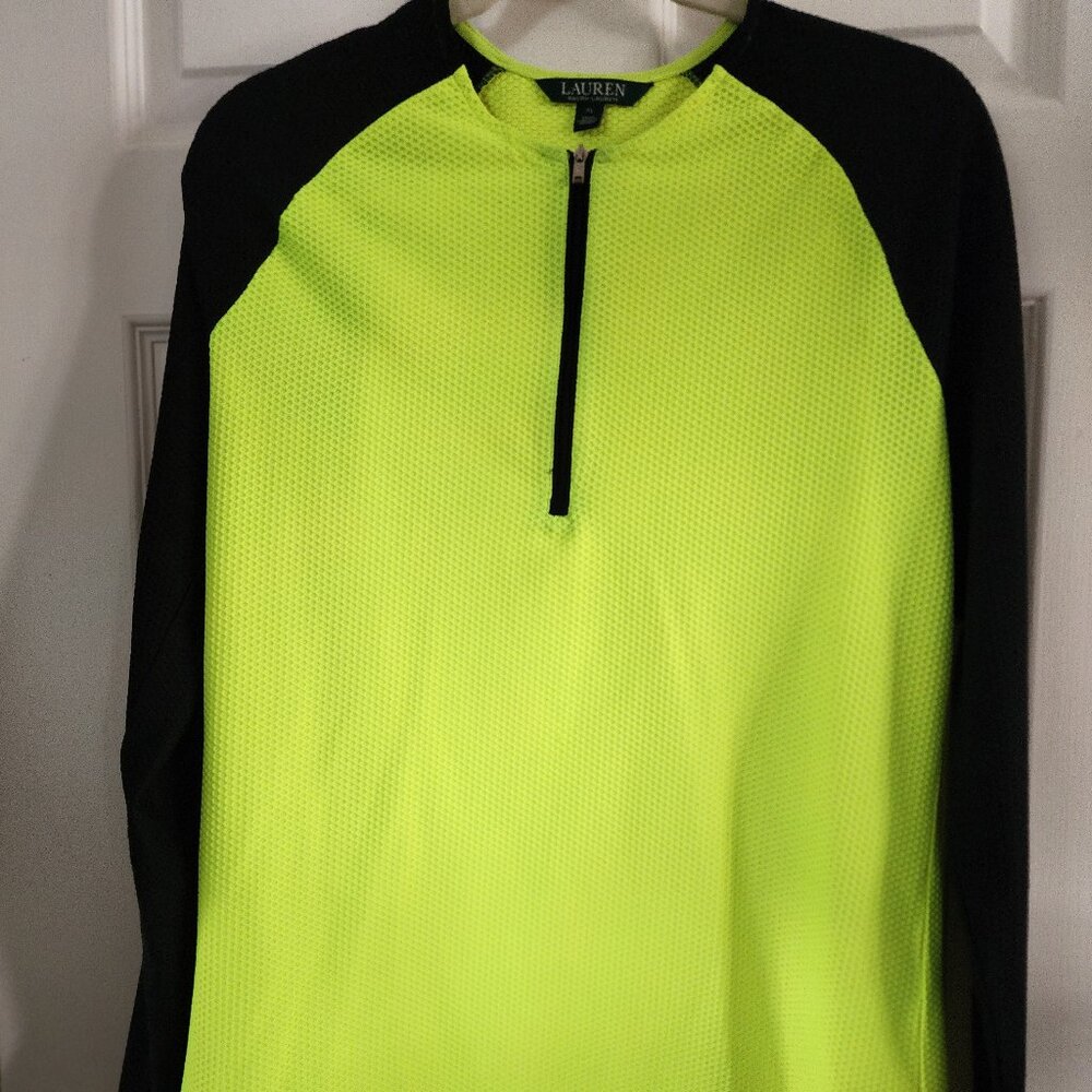RALPH LAUREN 1/2 ZIP POLYESTER LONG SLEEVE TEE